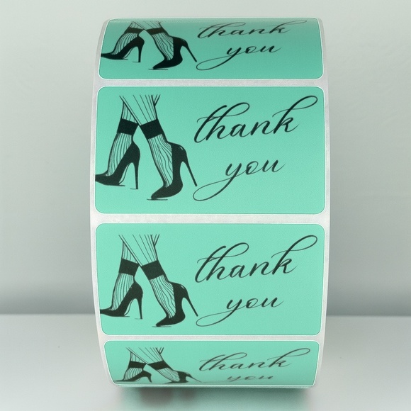 Chic Thank You Stickers - High Heels & Stockings Design Small Business Packaging - Picture 1 of 11